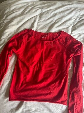 Urban Outfitters Red Long-Sleeve Boatneck Knit Top